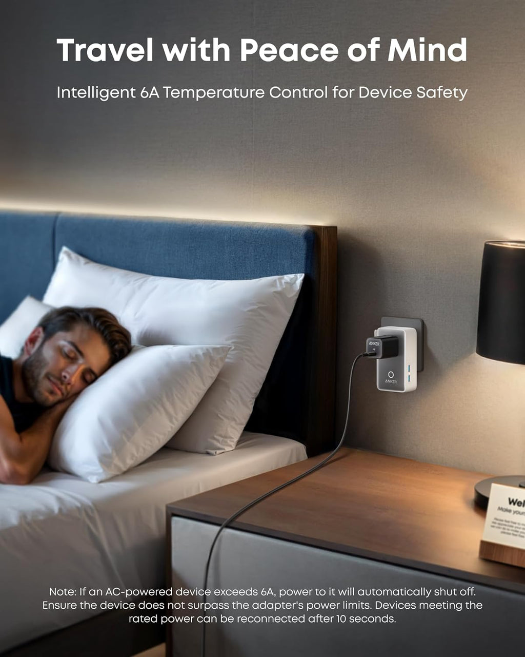 Anker adapter for device safety with temperature control in bedroom